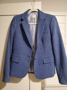 J. CREW blue herringbone blazer size 4